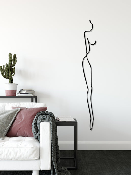 Minimalist Female Body Line Art One Drawing, Metal Home Wall Art Decor