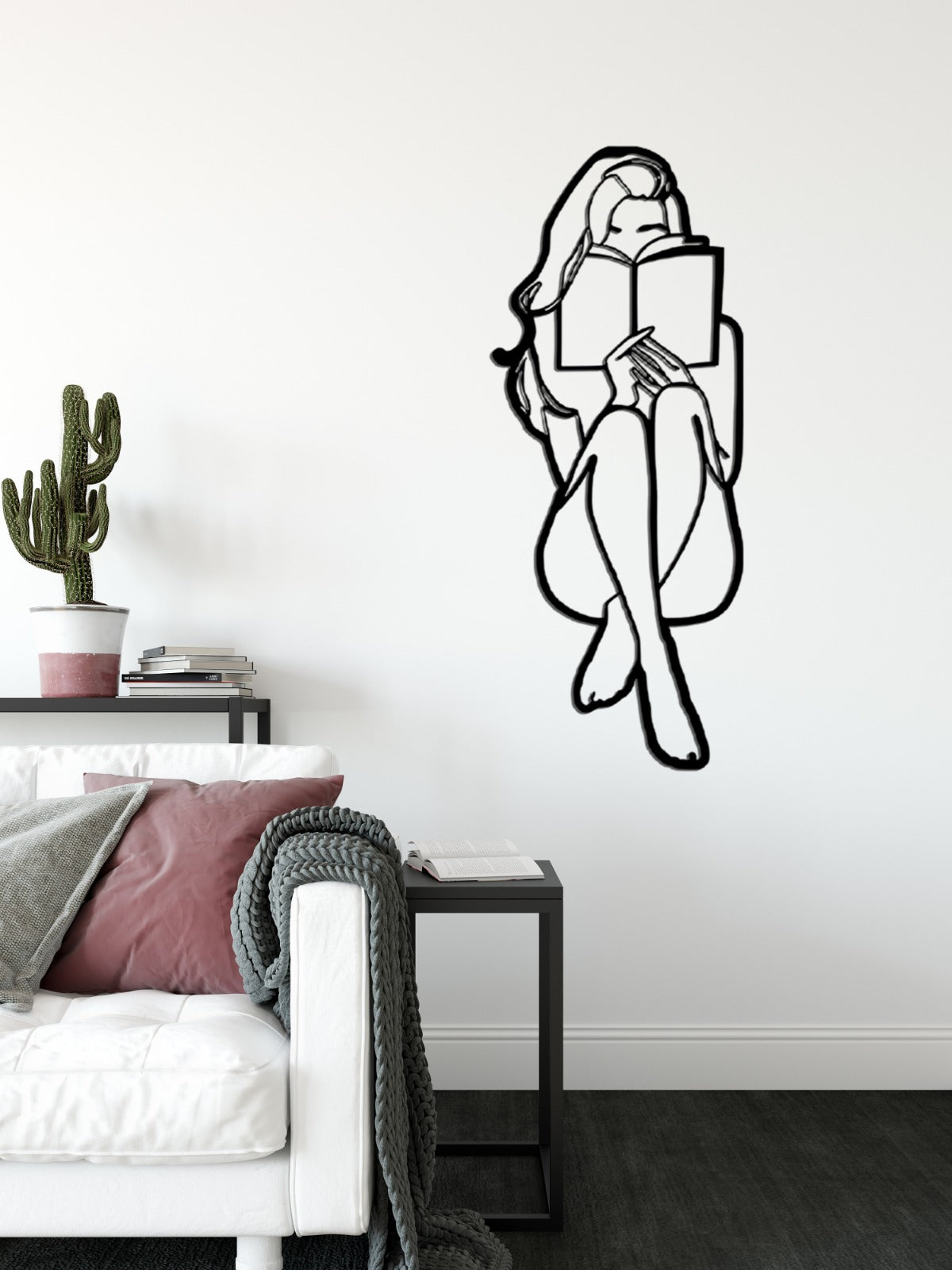 Best Books Love Story, Minimalist Line Art Women Body Large Metal Wall Decor