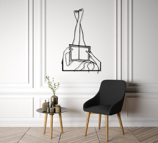 Library Design Architecture, Women Metal Wall Art Decor, Minimalist Line Art