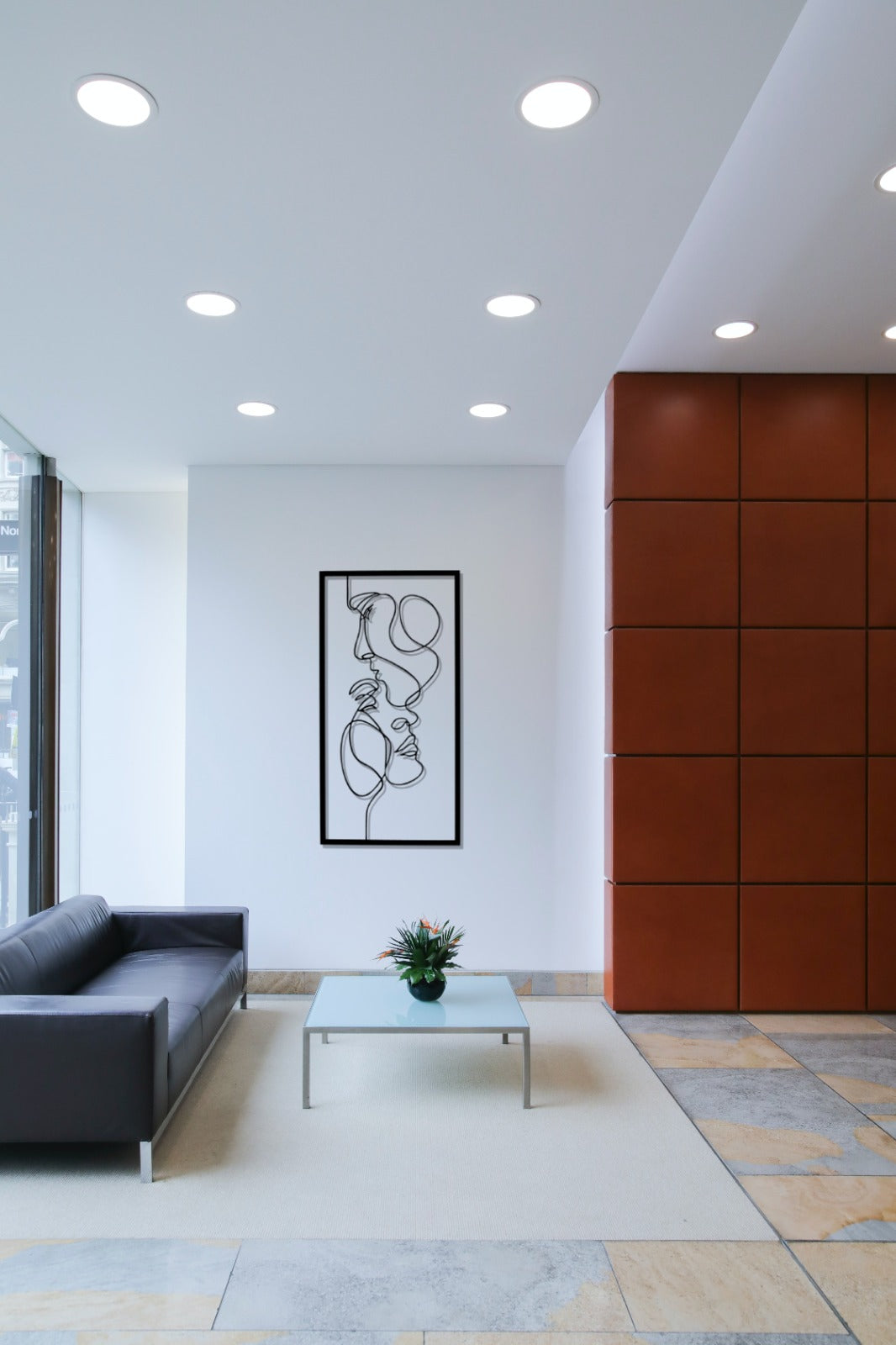 Minimalist Line Wall Art, Two Faces Framed Metal Wall Art