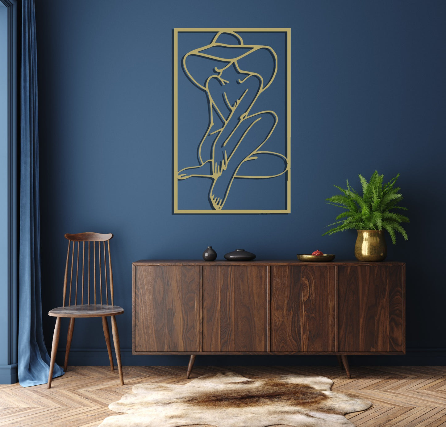 Minimalist Line Art Gold Large Metal Wall Art, Home Decor, Bathroom Wall Art