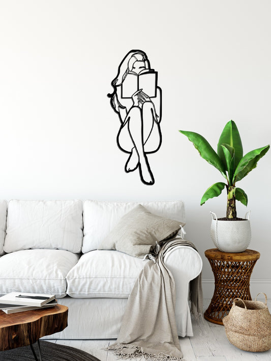 Best Books Love Story, Minimalist Line Art Women Body Large Metal Wall Decor