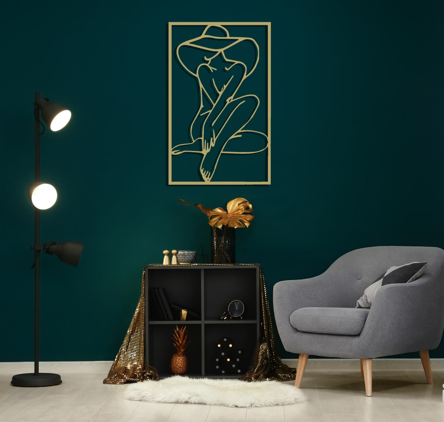 Minimalist Line Art Gold Large Metal Wall Art, Home Decor, Bathroom Wall Art