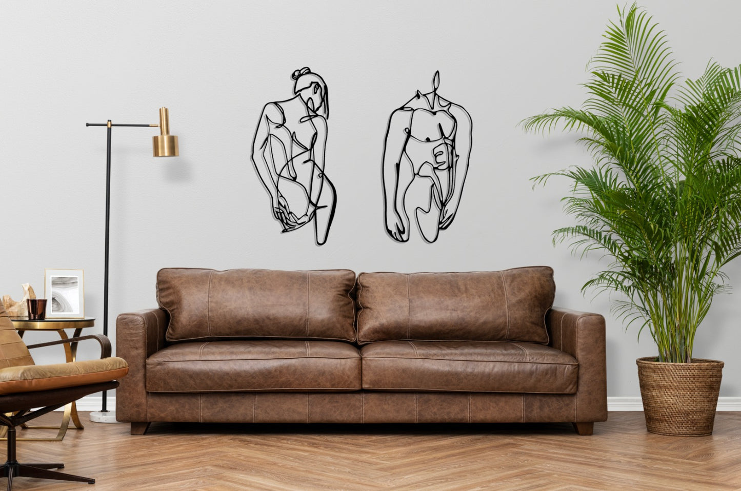 Minimalist Bedroom Metal Wall Art Home Decor, Couple Modern Bathroom Art