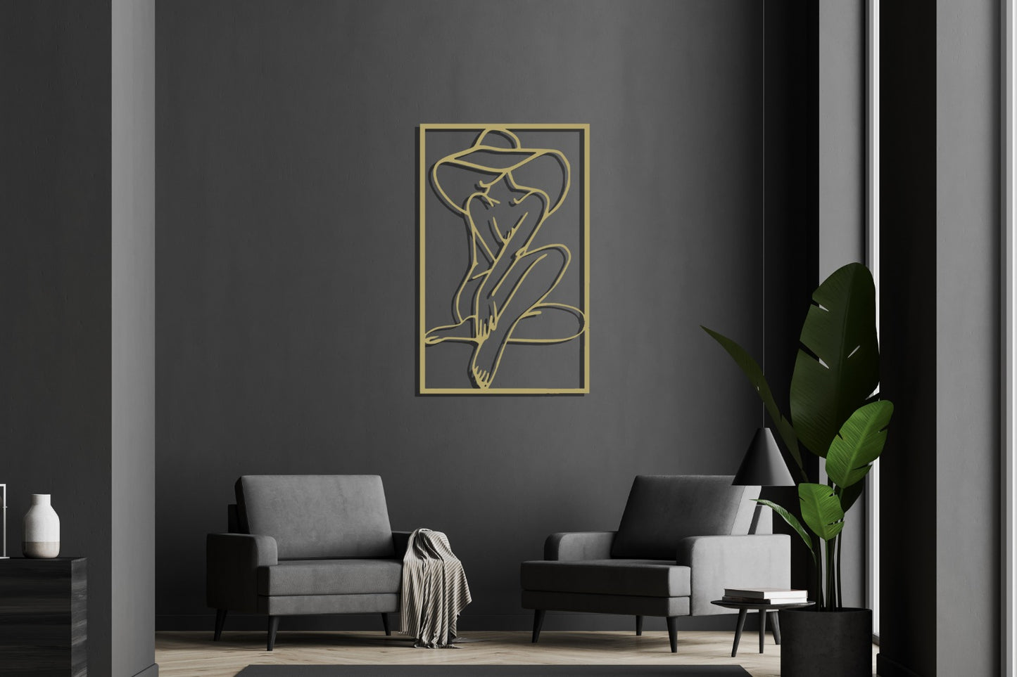 Minimalist Line Art Gold Large Metal Wall Art, Home Decor, Bathroom Wall Art
