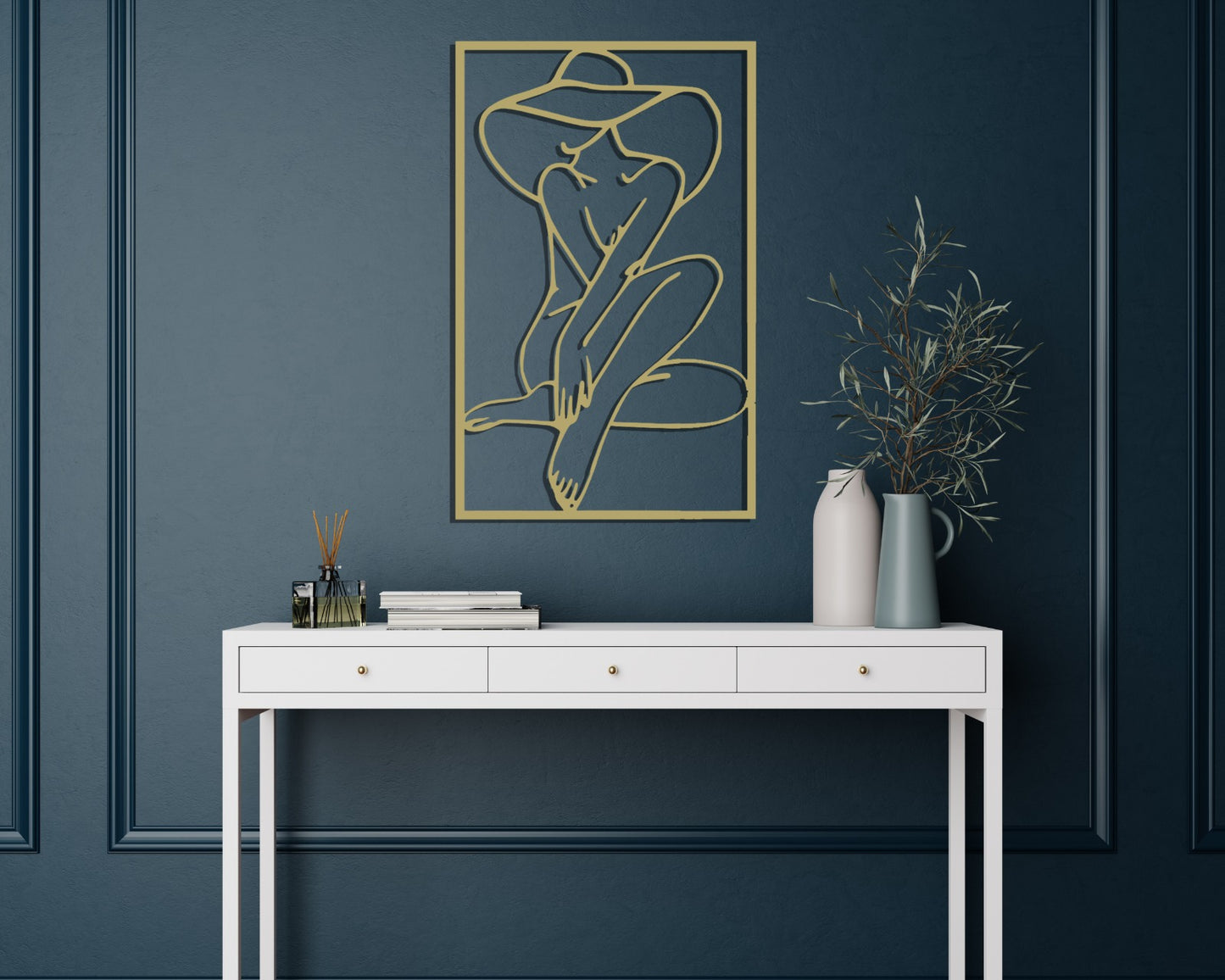 Minimalist Line Art Gold Large Metal Wall Art, Home Decor, Bathroom Wall Art
