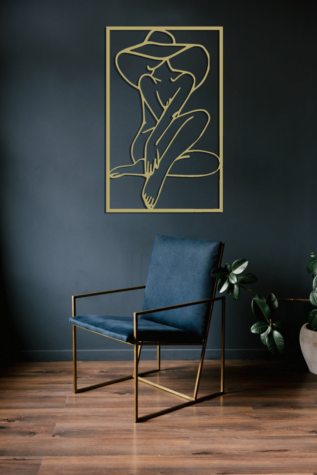 Minimalist Line Art Gold Large Metal Wall Art, Home Decor, Bathroom Wall Art