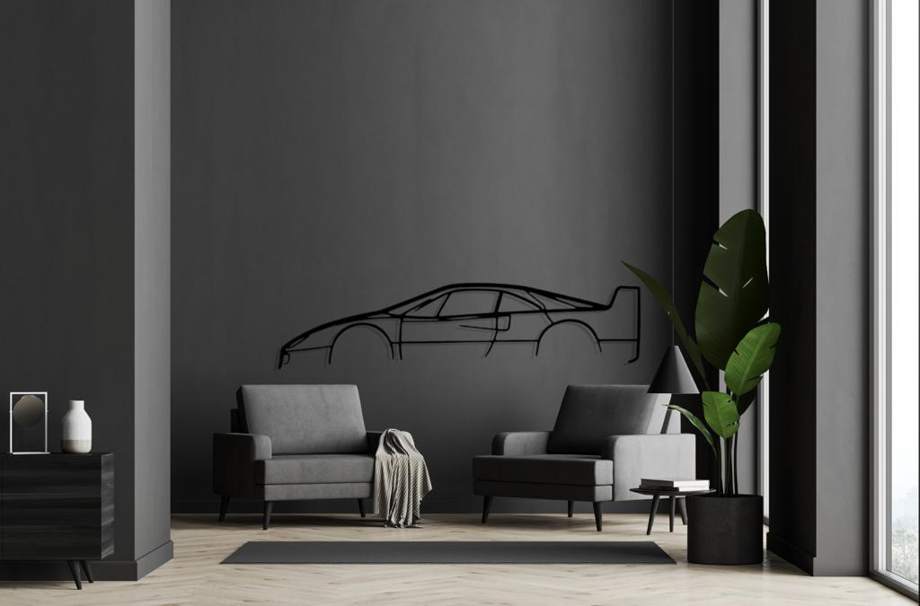 F40 Silhouette Large Metal Wall Art