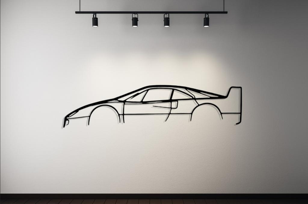 F40 Silhouette Large Metal Wall Art