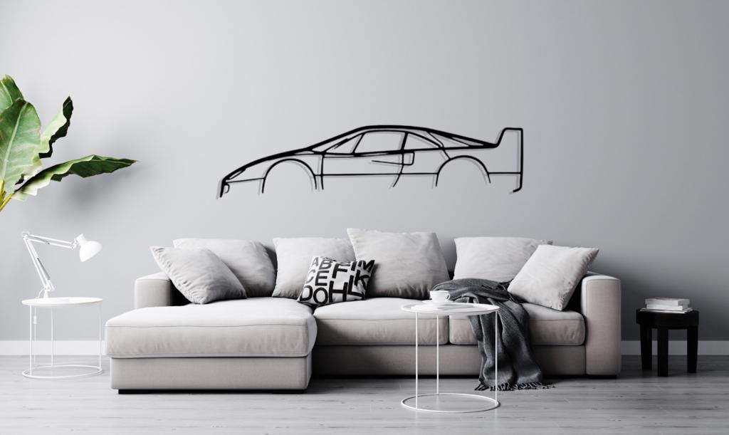 F40 Silhouette Large Metal Wall Art