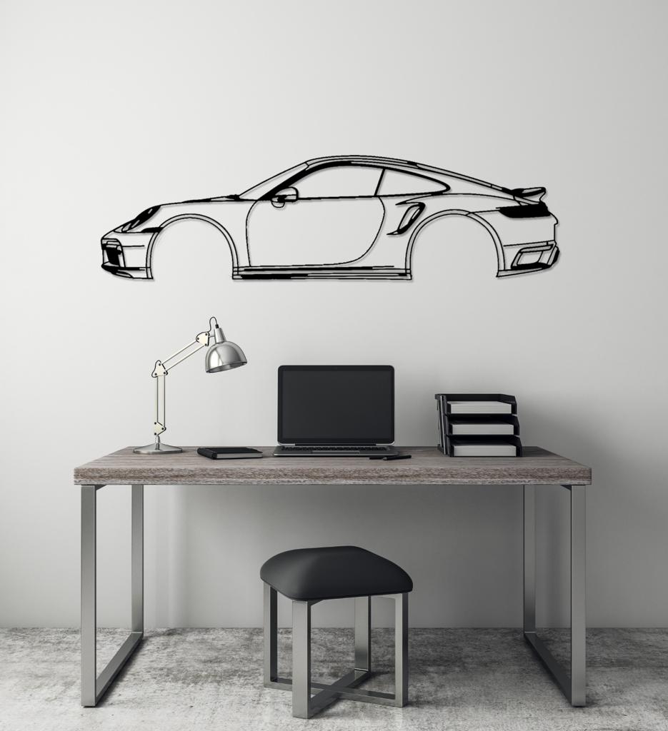 911 992 Turbo S Silhouette Large Car Metal Wall Art