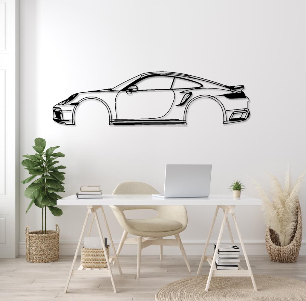 911 992 Turbo S Silhouette Large Car Metal Wall Art