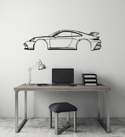 911 GT3 RS Model Silhouette Large Car Metal Wall Art