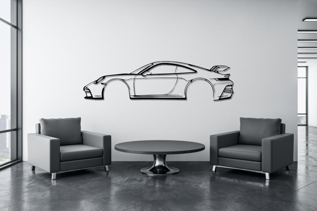 911 GT3 RS Model Silhouette Large Car Metal Wall Art