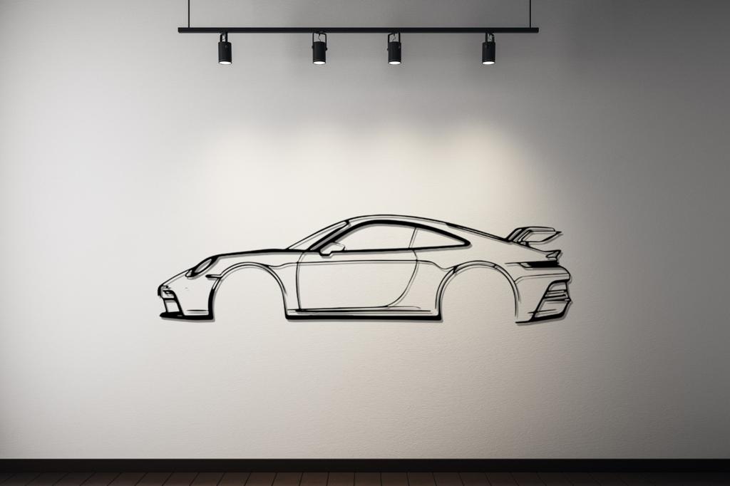 911 GT3 RS Model Silhouette Large Car Metal Wall Art