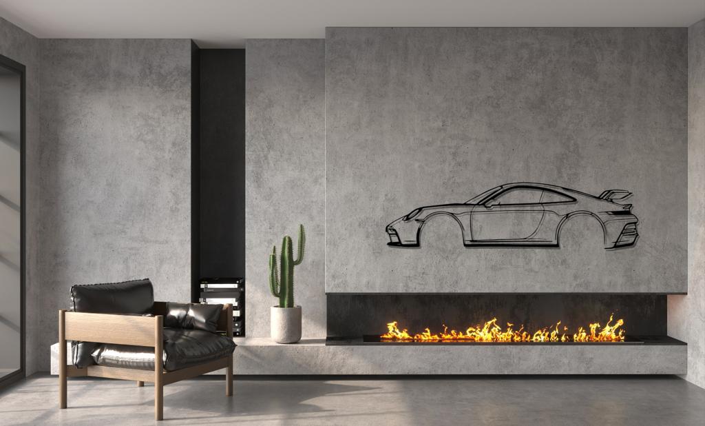 911 GT3 RS Model Silhouette Large Car Metal Wall Art