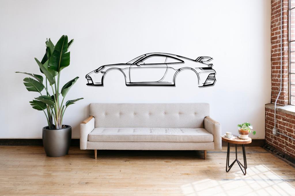 911 GT3 RS Model Silhouette Large Car Metal Wall Art