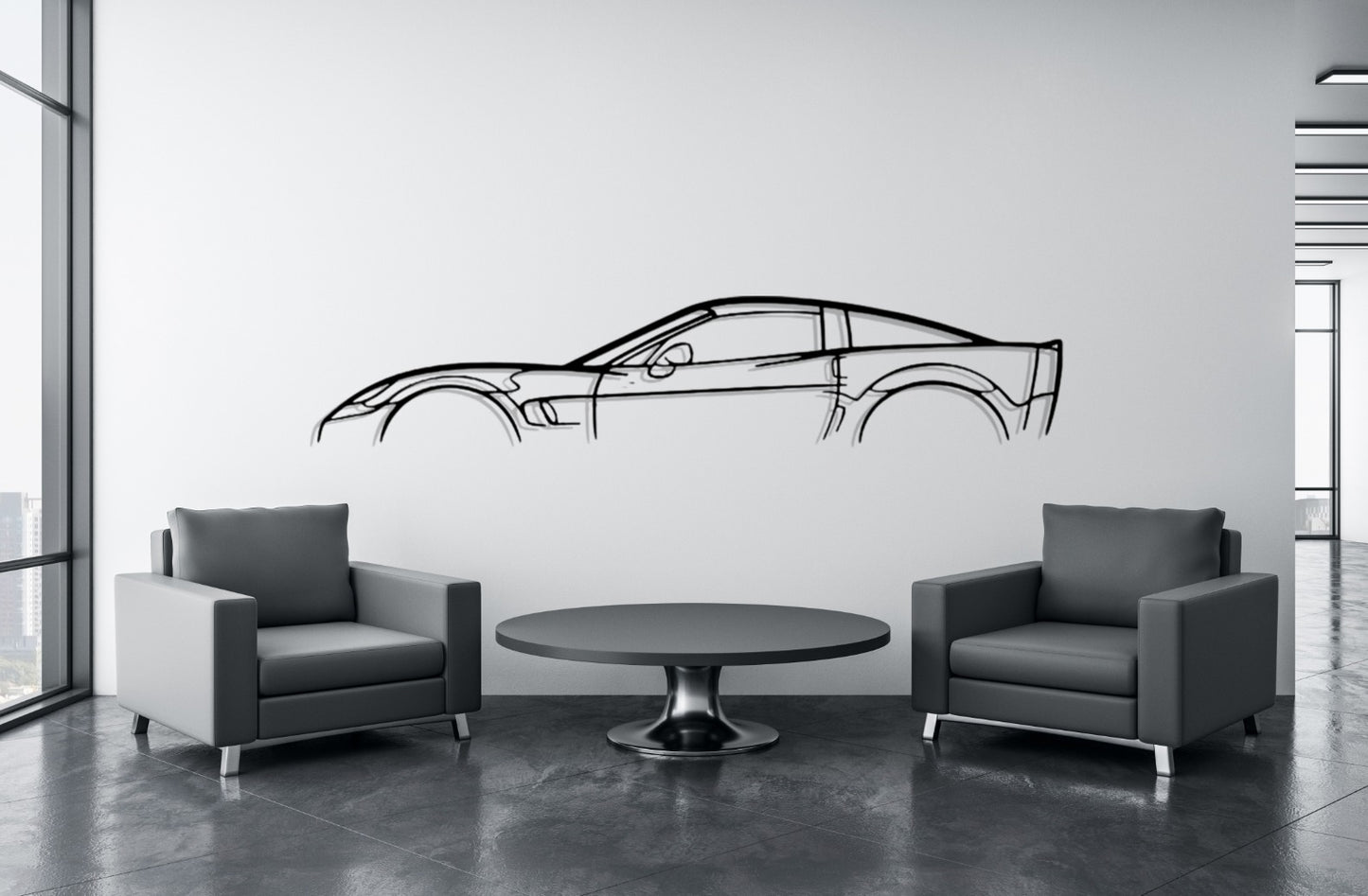 Corvette C6 Silhouette Large Metal Wall Art