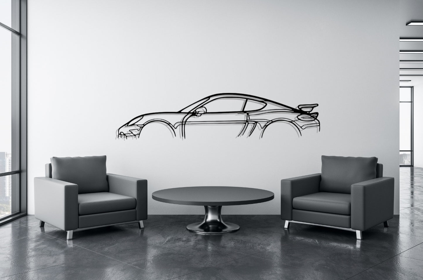 718 Cayman GT4 Silhouette Large Metal Wall Art