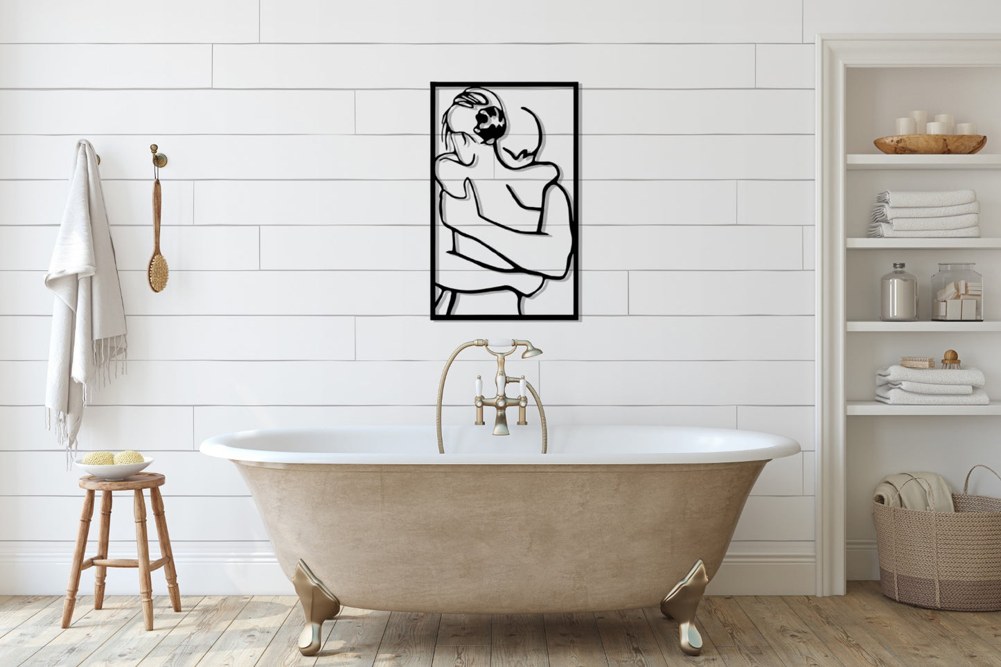 Minimalist Metal Bathroom Wall Decor, One Line Art Decor Of Home