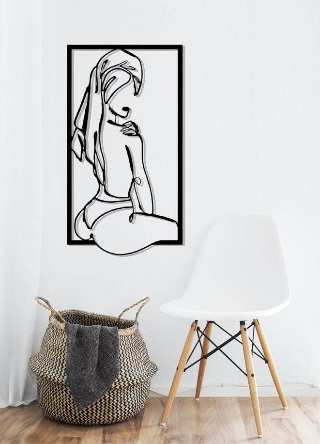 Bathroom Wall Decor, Metal Wall Art Decoration, Minimalist Line Art