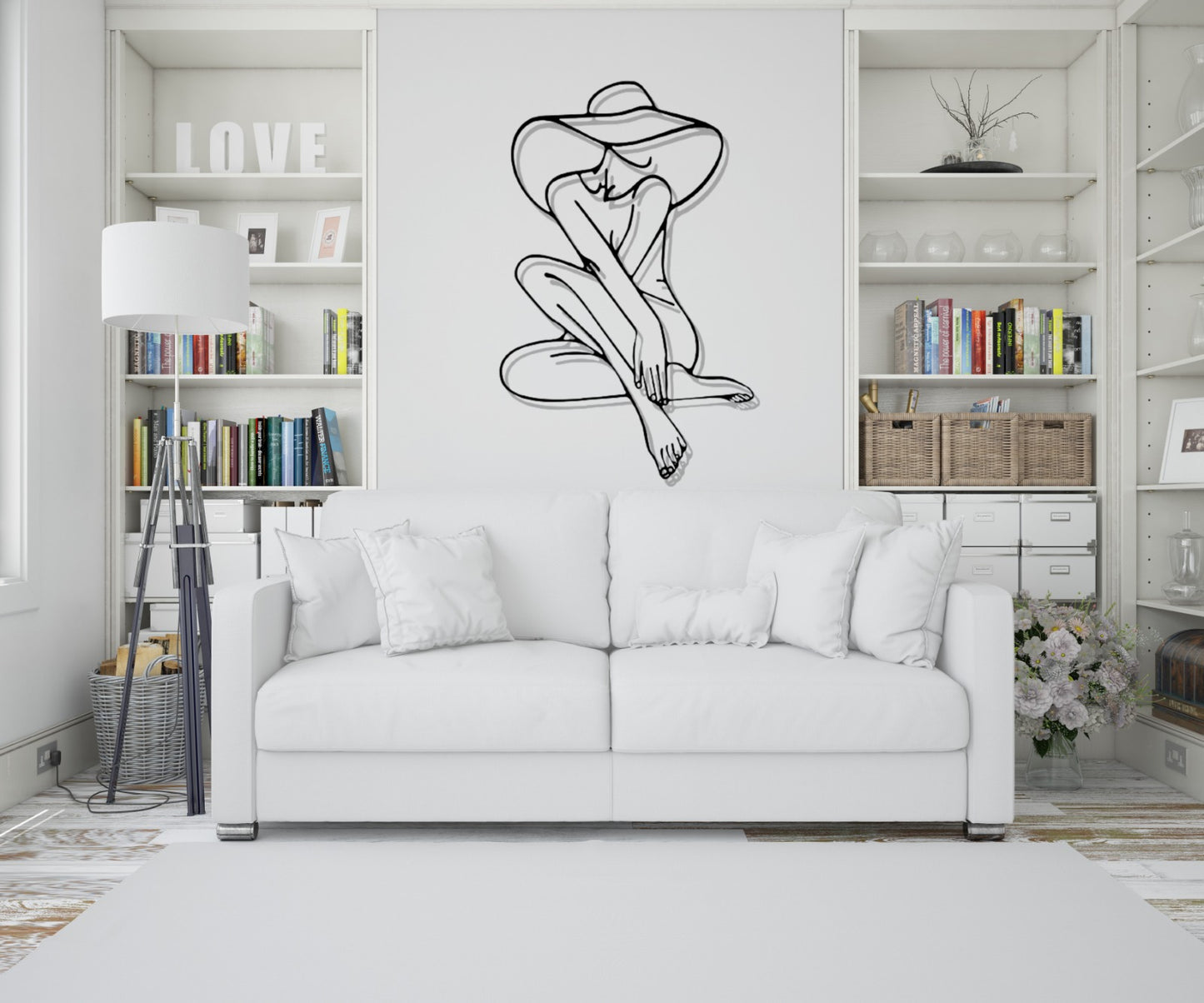 Minimalist Line Art Metal Wall Decor, Bathroom Wall Decor