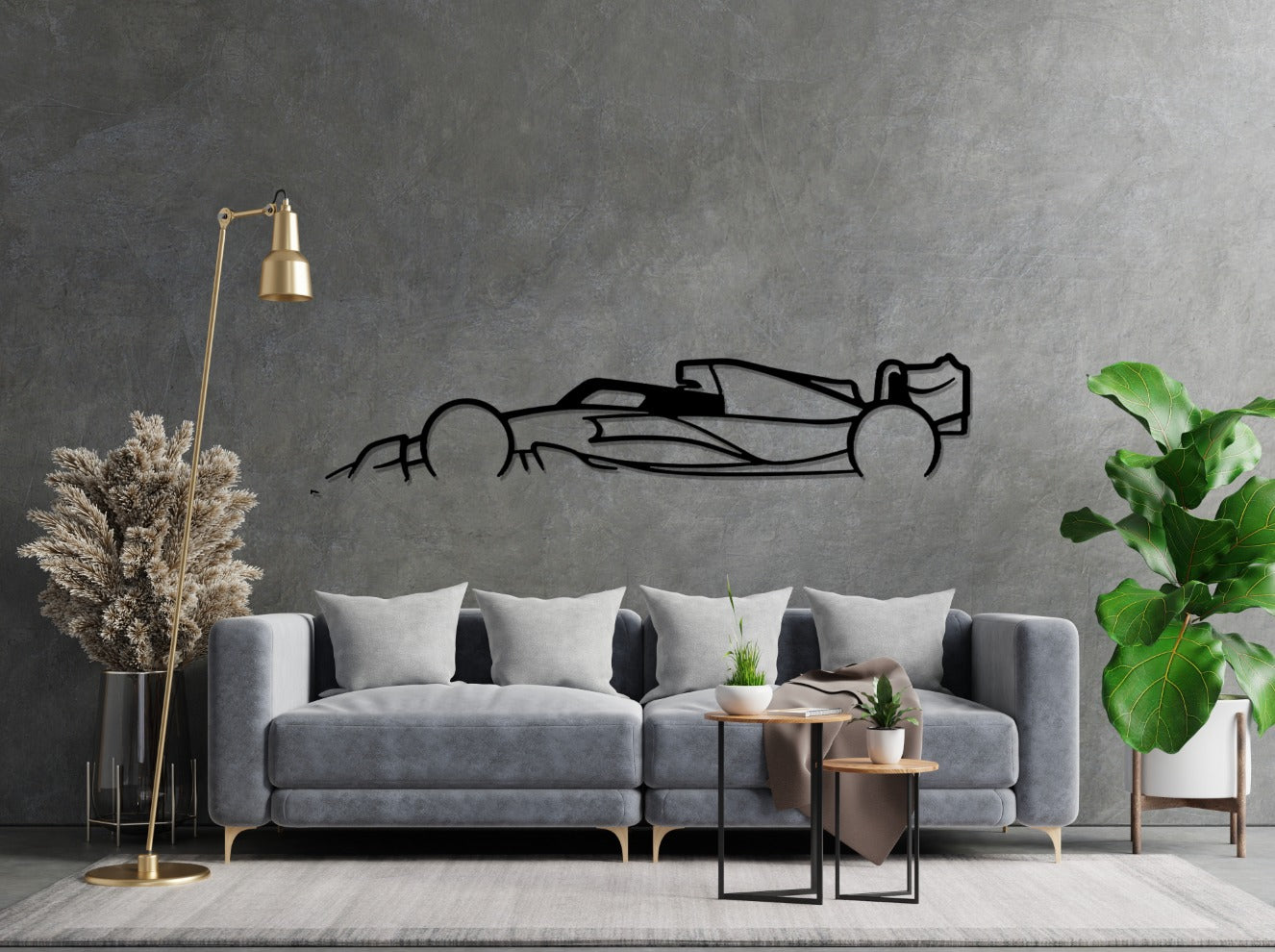 F1 Car Silhouette Large Metal Wall Art, Formula One Garage Decor, Decor Of Car