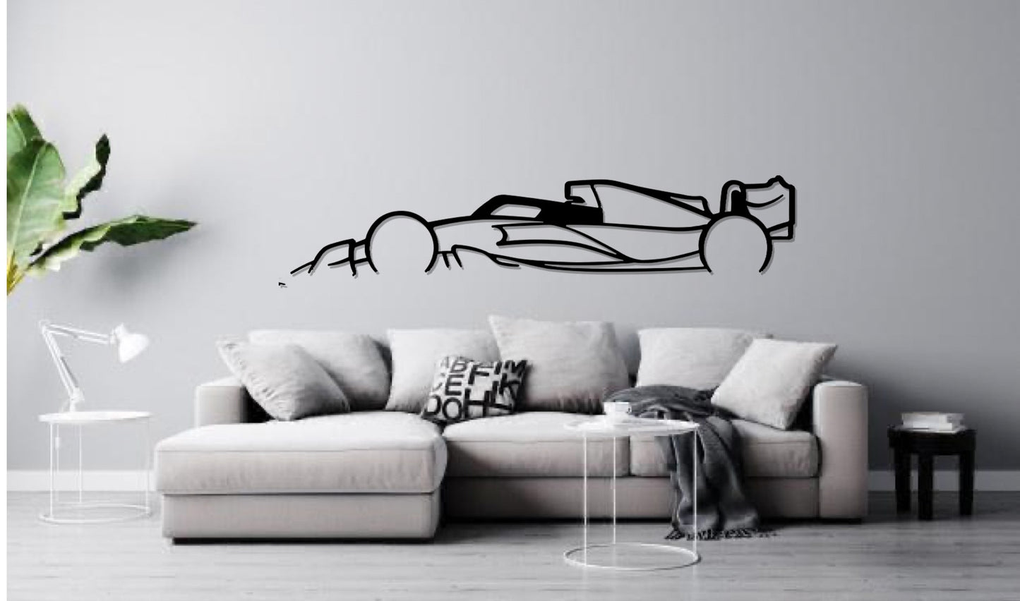 F1 Car Silhouette Large Metal Wall Art, Formula One Garage Decor, Decor Of Car