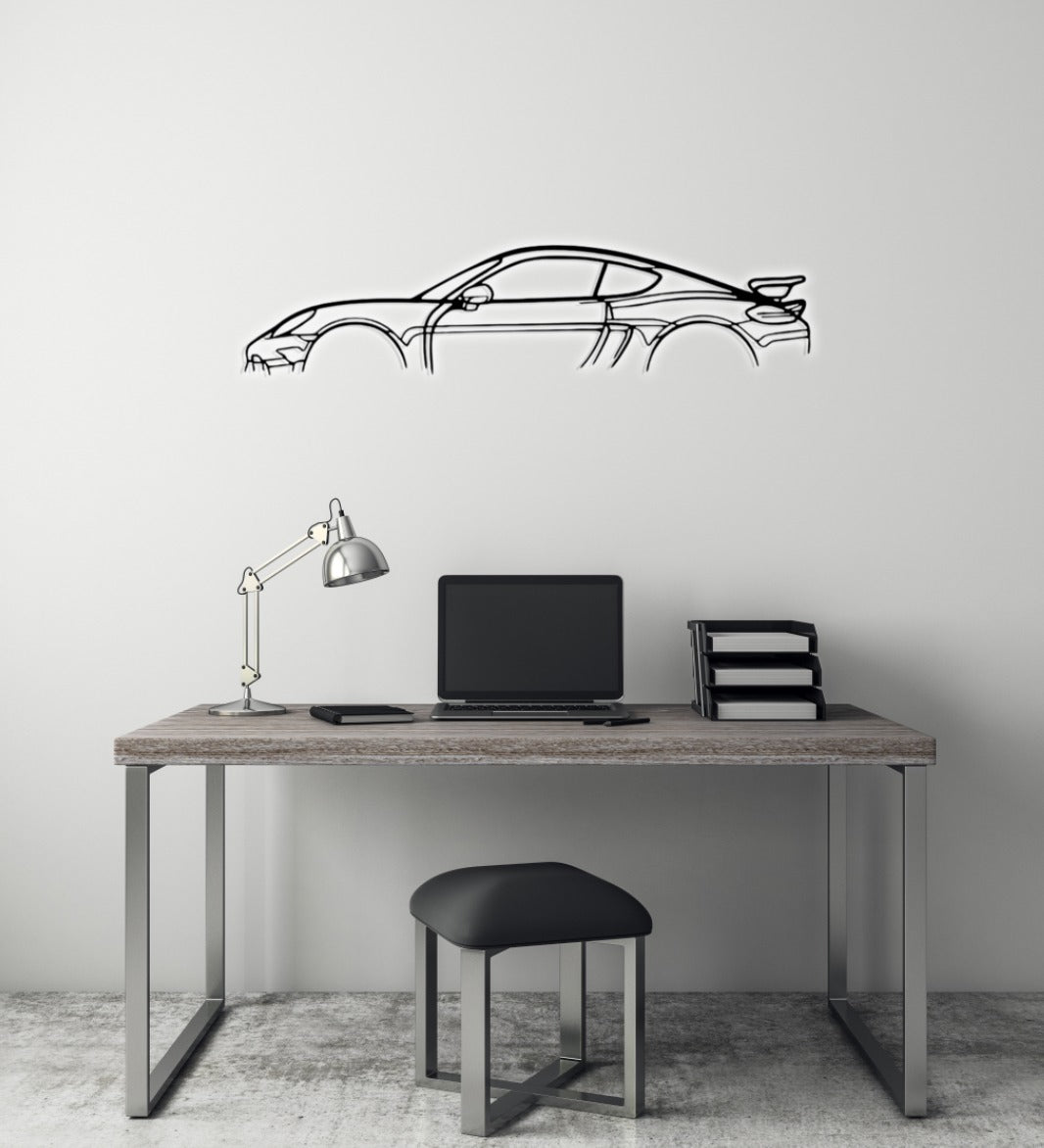 718 Cayman GT4 Silhouette Large Metal Wall Art