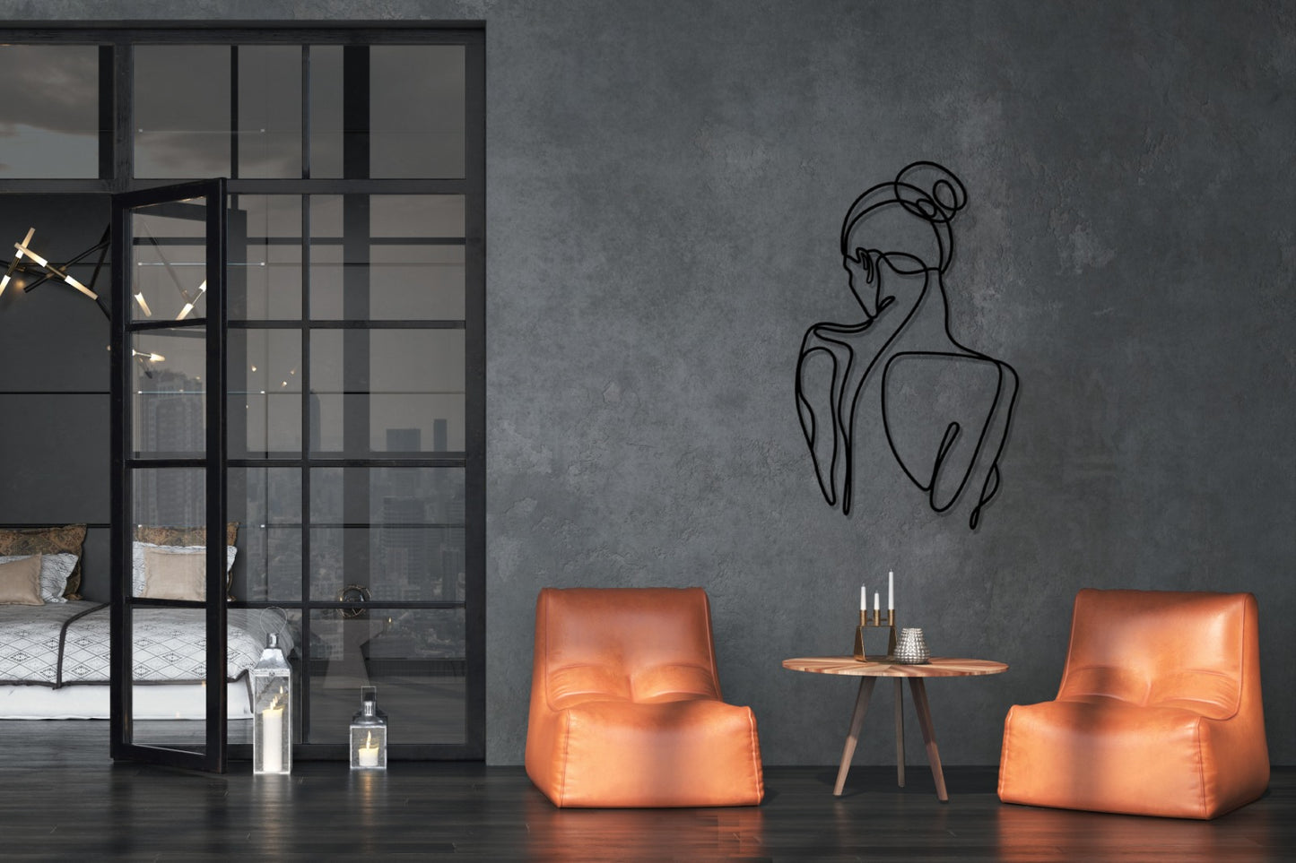 Line Art Women Large Metal Wall Decor, Bathroom Wall Decor, Minimalist Line Art