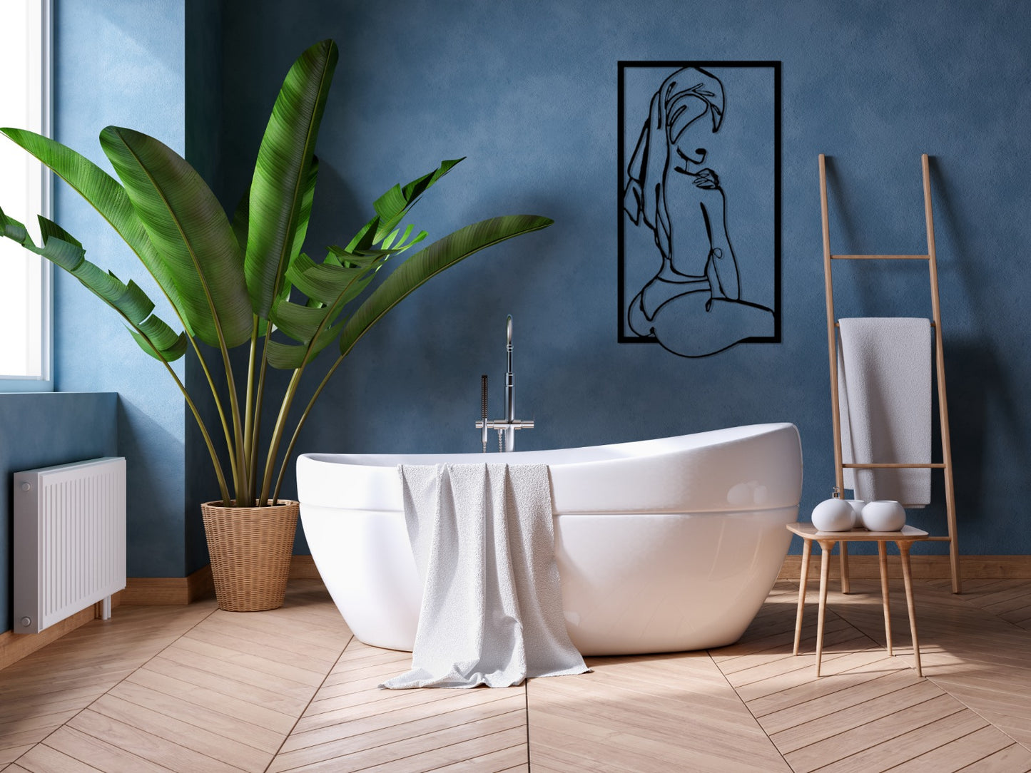 Bathroom Wall Decor, Metal Wall Art Decoration, Minimalist Line Art