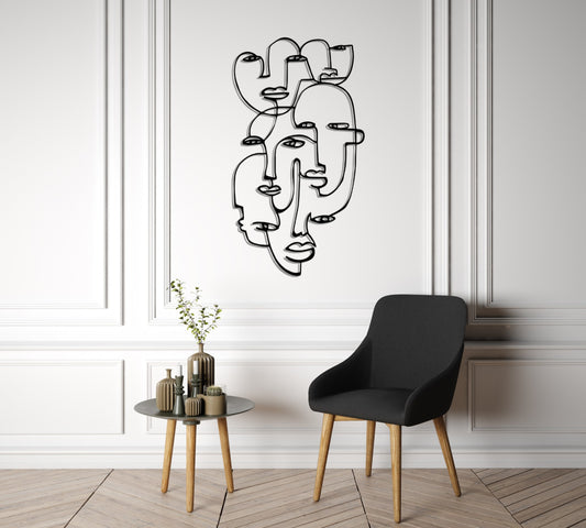 Woman Minimalist Line Art Metal, Woman Face Art , Picasso Faces Line Art