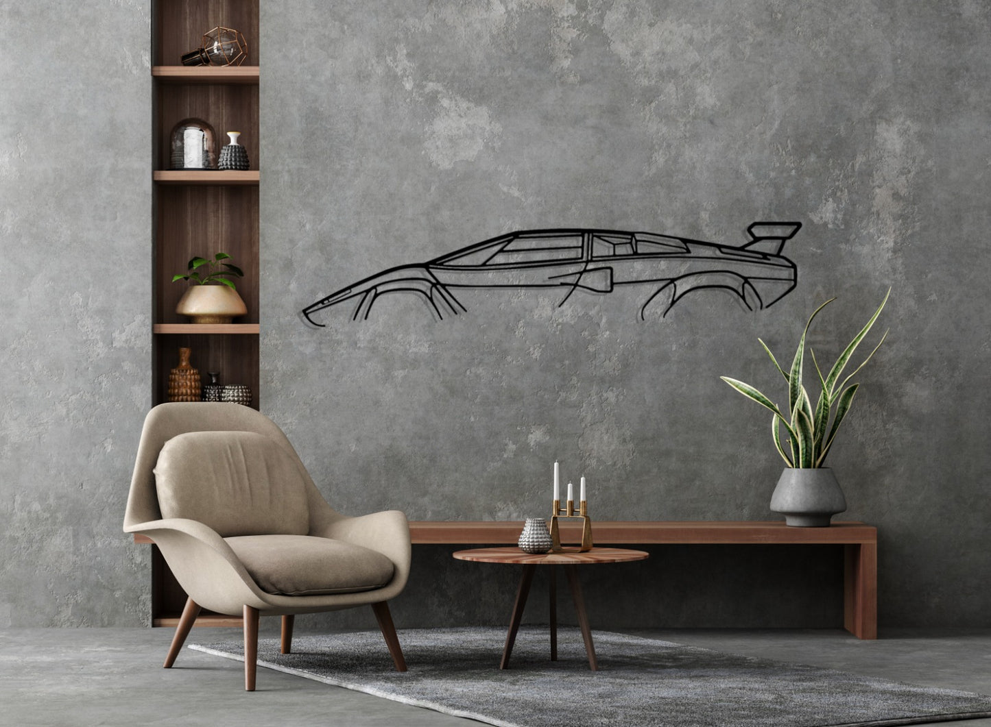 Countach Silhouette Large Metal Wall Art