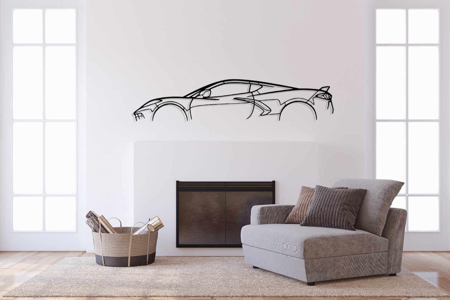 Corvette C8 Silhouette Large Metal Wall Art