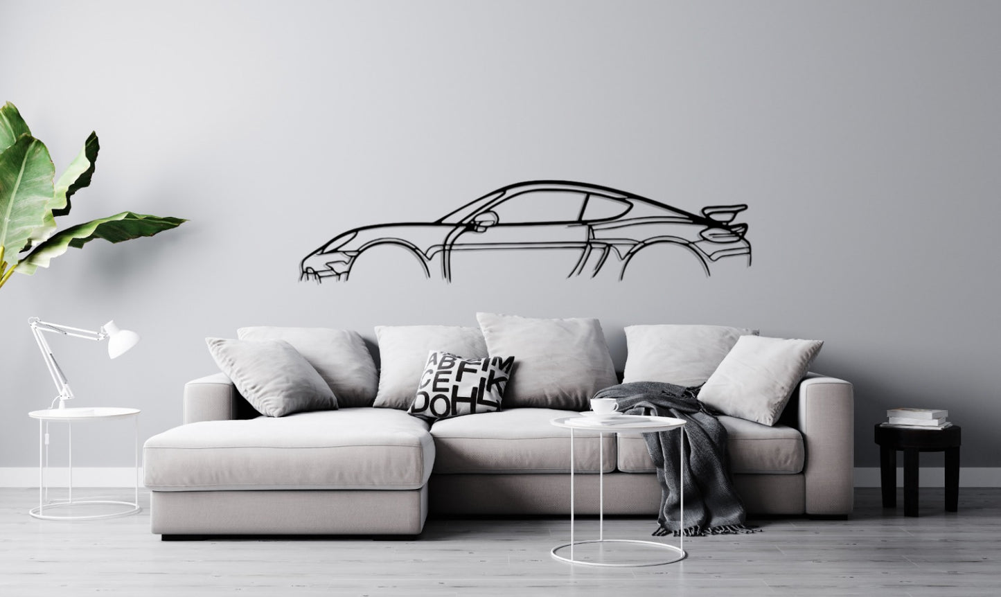 718 Cayman GT4 Silhouette Large Metal Wall Art