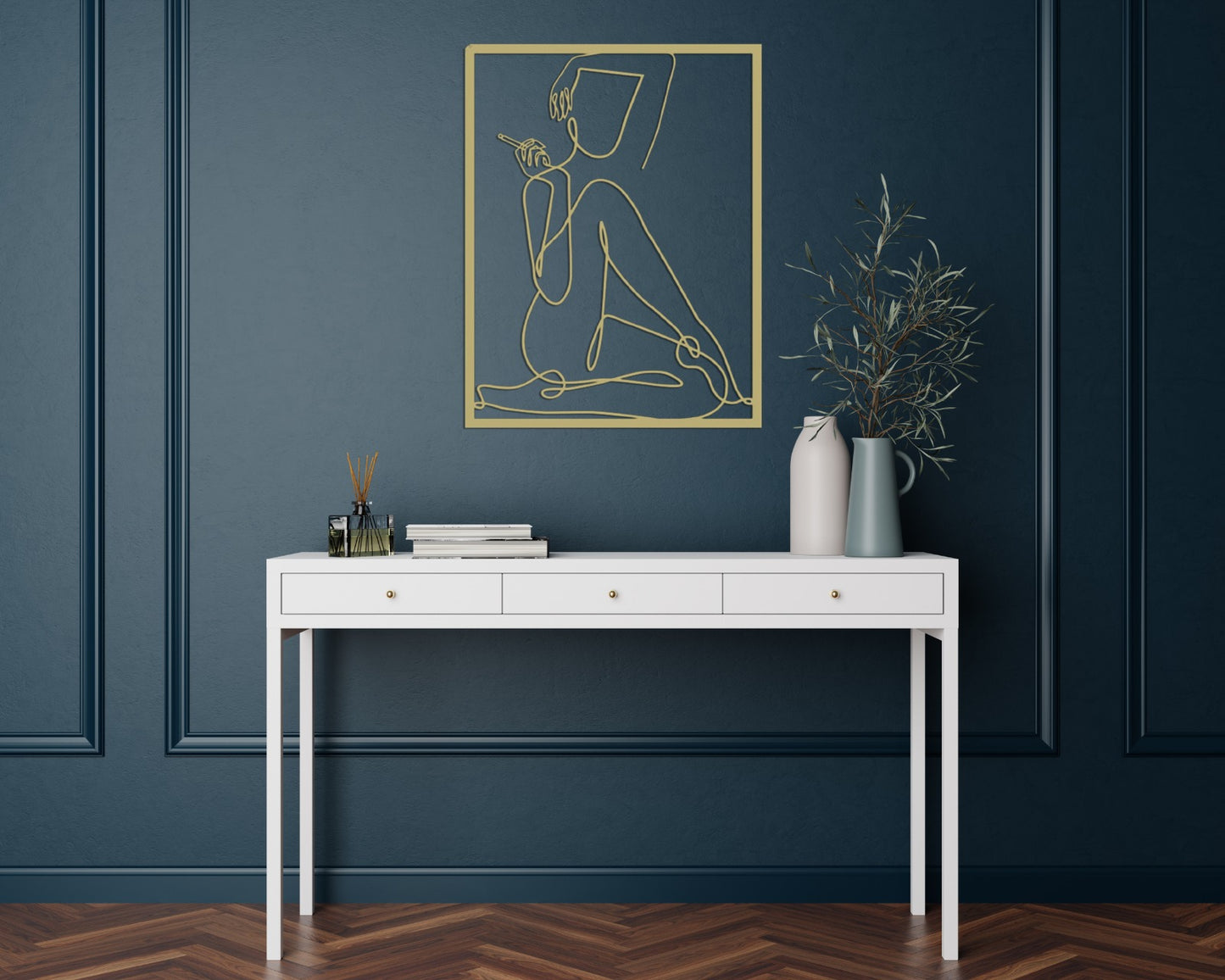 Minimalist Line Art Large Gold Metal Wall Art Women Home Decor