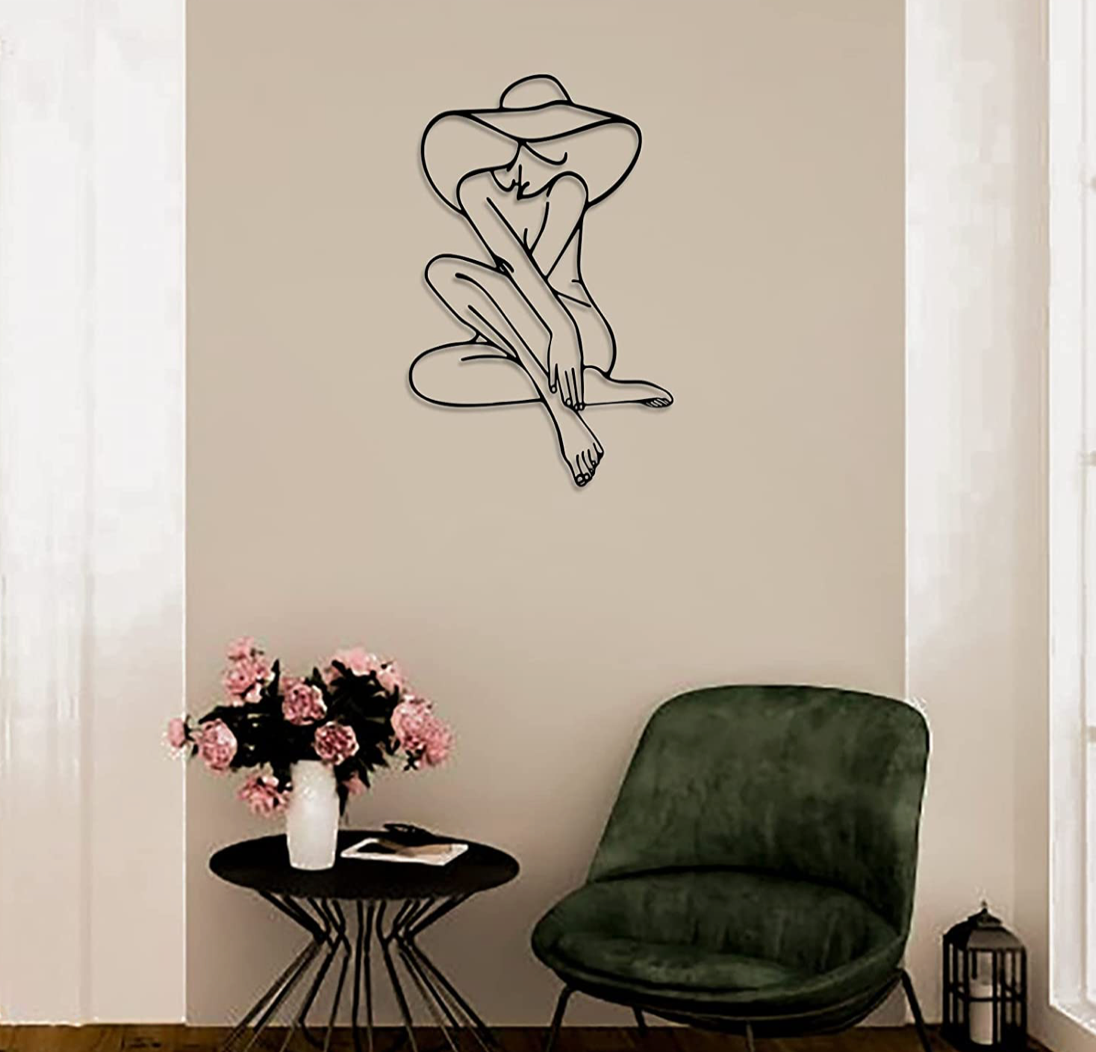 Minimalist Line Art Metal Wall Decor, Bathroom Wall Decor