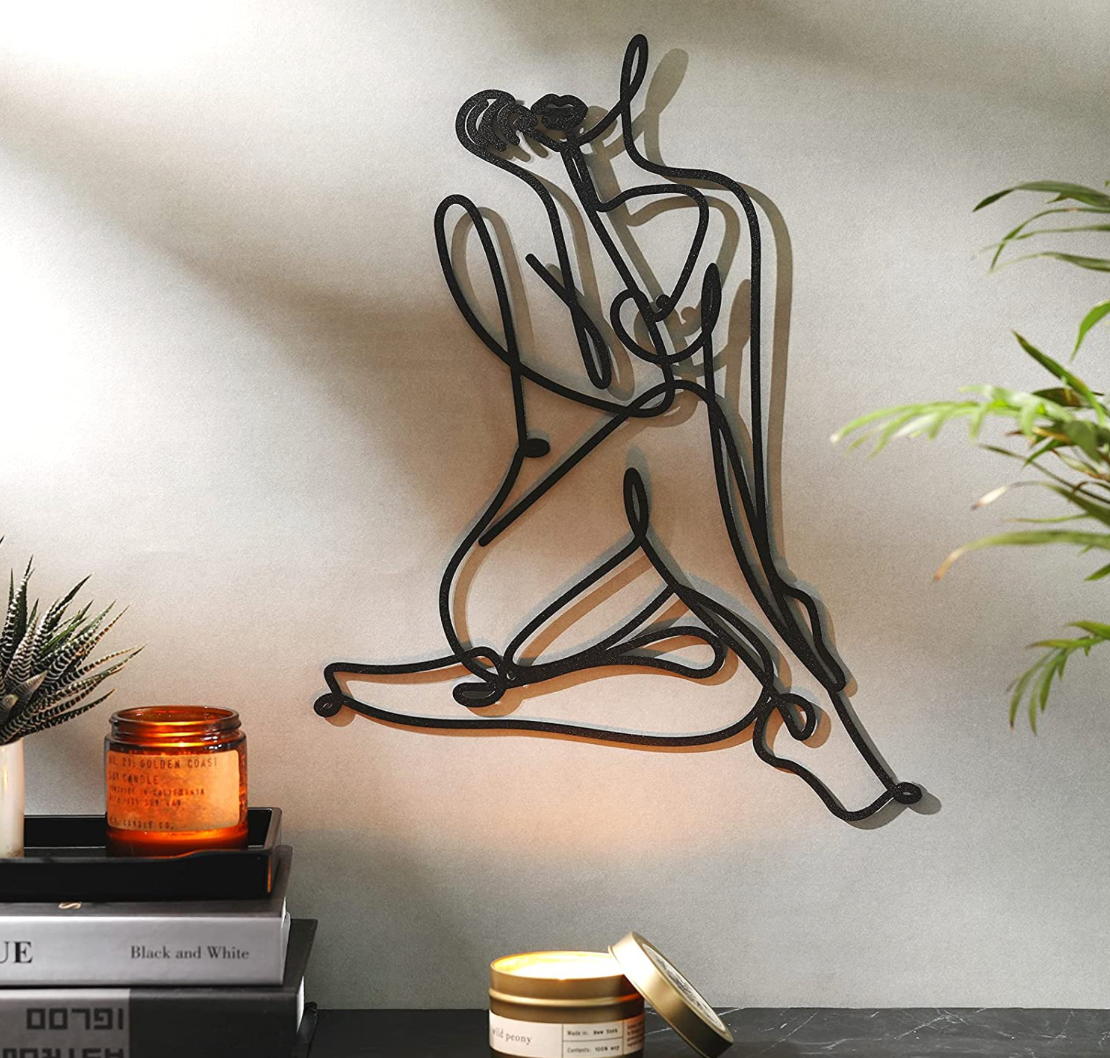 Metal Women Body Wall Decor, Minimalist Line Art, Metal Wall Decor