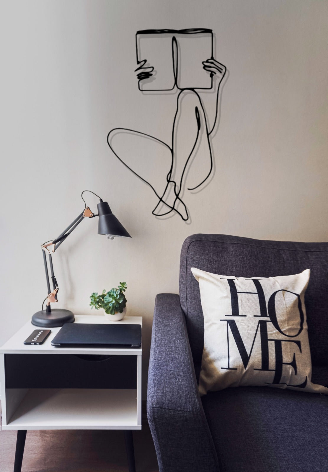 Book Lover Gifts, Women Metal Wall Art, Minimalist Female Body Wire Art Decor