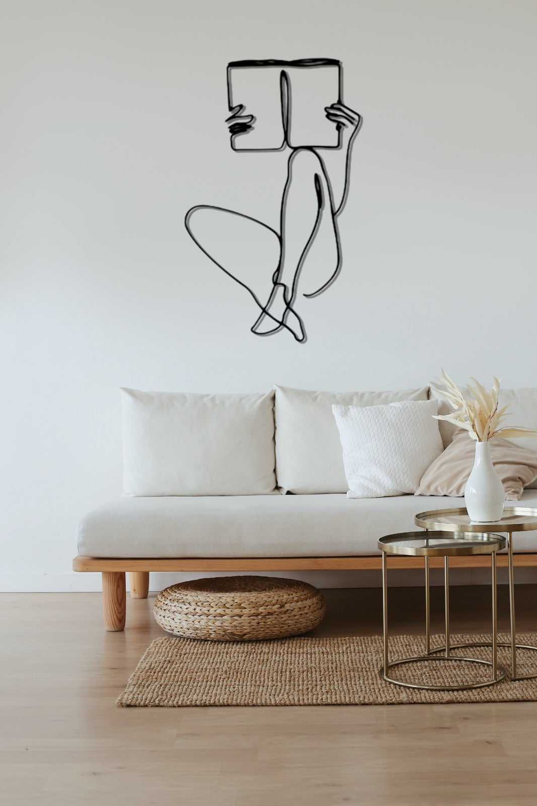 Book Lover Gifts, Women Metal Wall Art, Minimalist Female Body Wire Art Decor