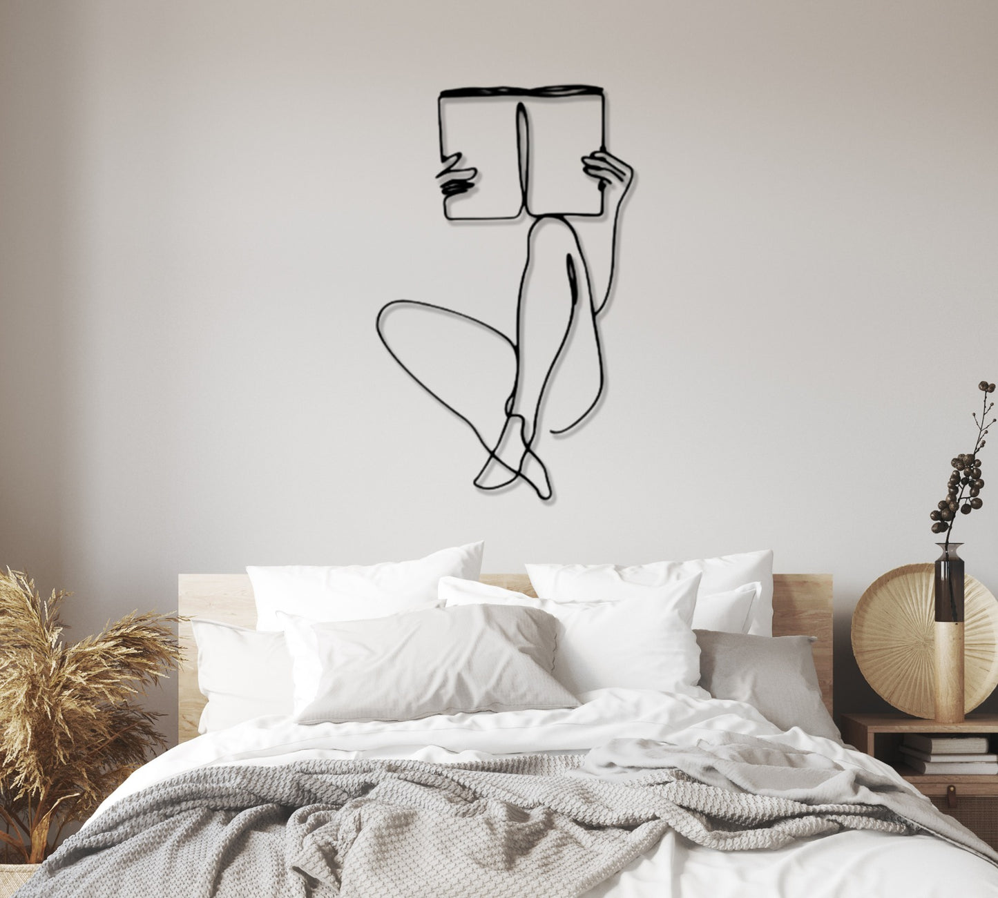 Book Lover Gifts, Women Metal Wall Art, Minimalist Female Body Wire Art Decor