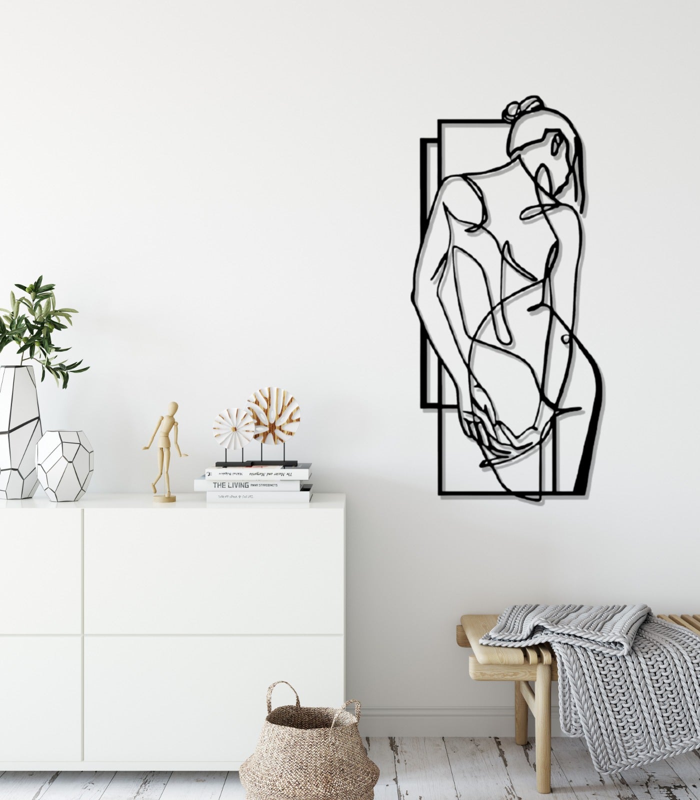 Minimalist Line Art , Home Decoration , Metal Wall Art, Female Wall Decor