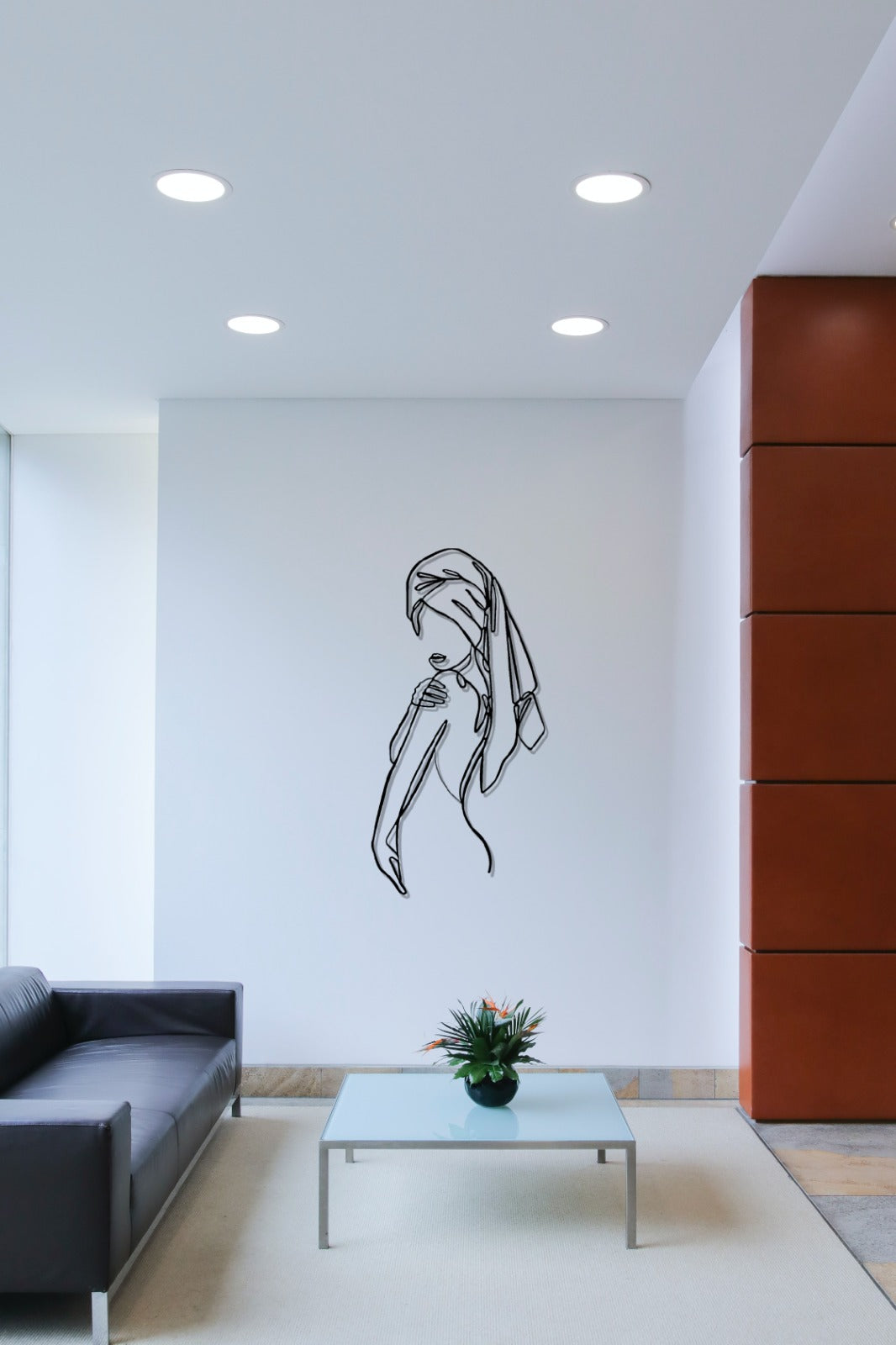 Women Metal Bathroom Wall Decor, Minimalist Line Art