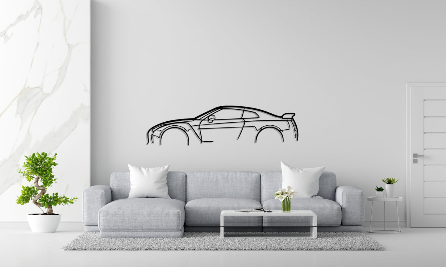 GTR R35 Silhouette Large Metal Wall Art