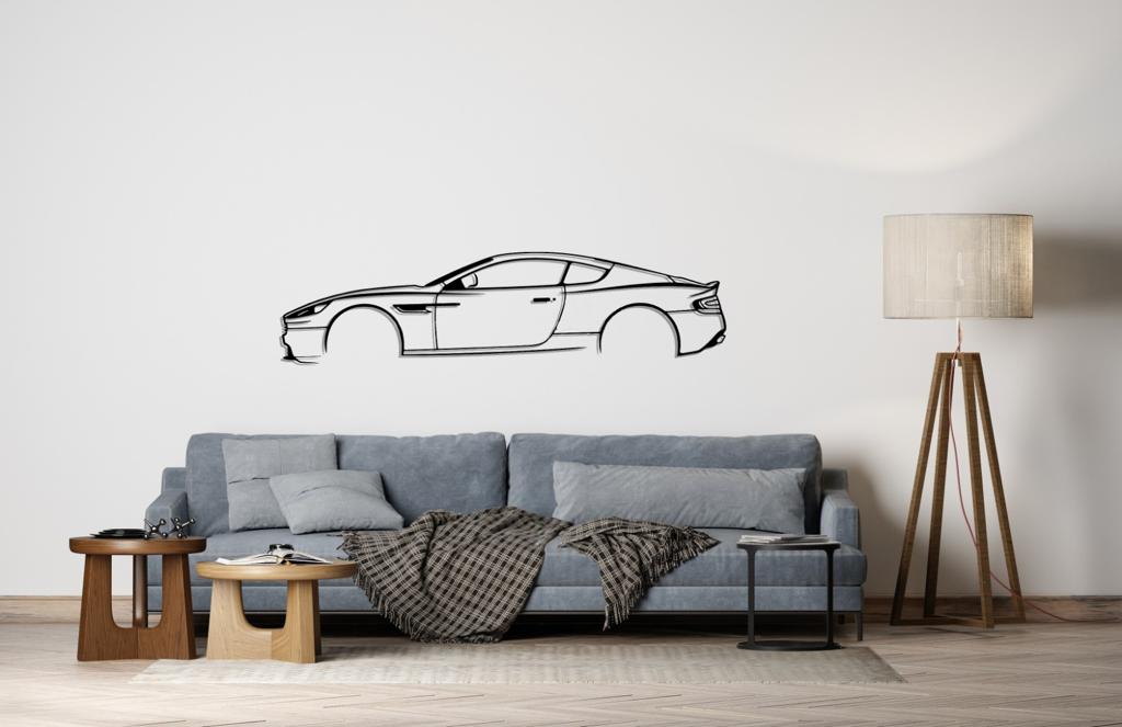 Aston DB9 Silhouette Large Metal Wall Art