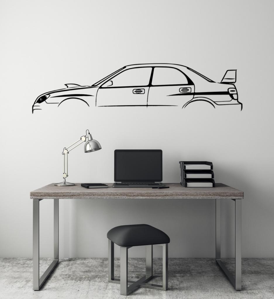 Impreza WRX STI Silhouette Large Metal Wall Art