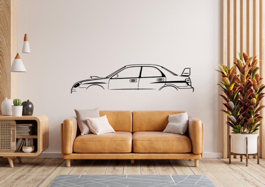 Impreza WRX STI Silhouette Large Metal Wall Art