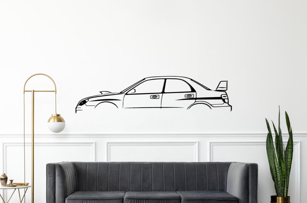 Impreza WRX STI Silhouette Large Metal Wall Art