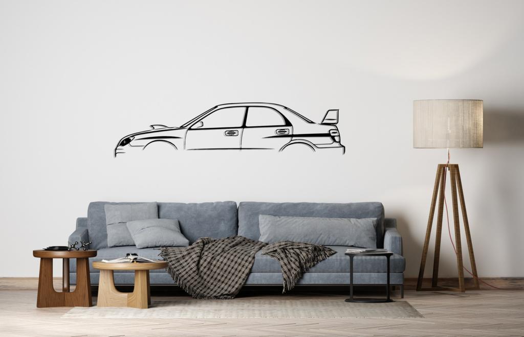 Impreza WRX STI Silhouette Large Metal Wall Art