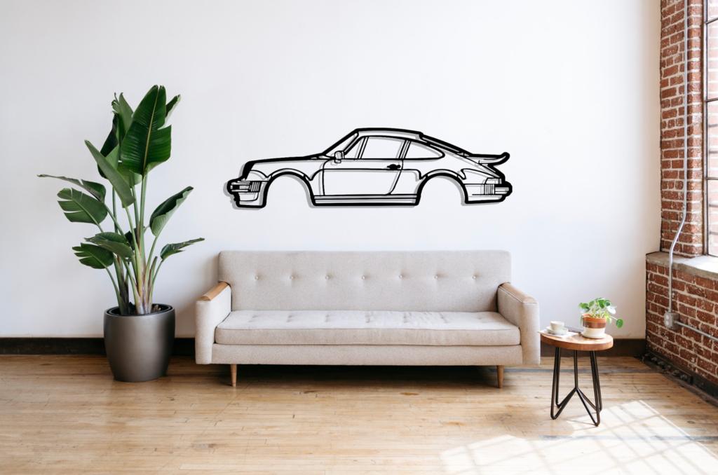 911 Turbo Model 930 Silhouette Large Metal Wall Art